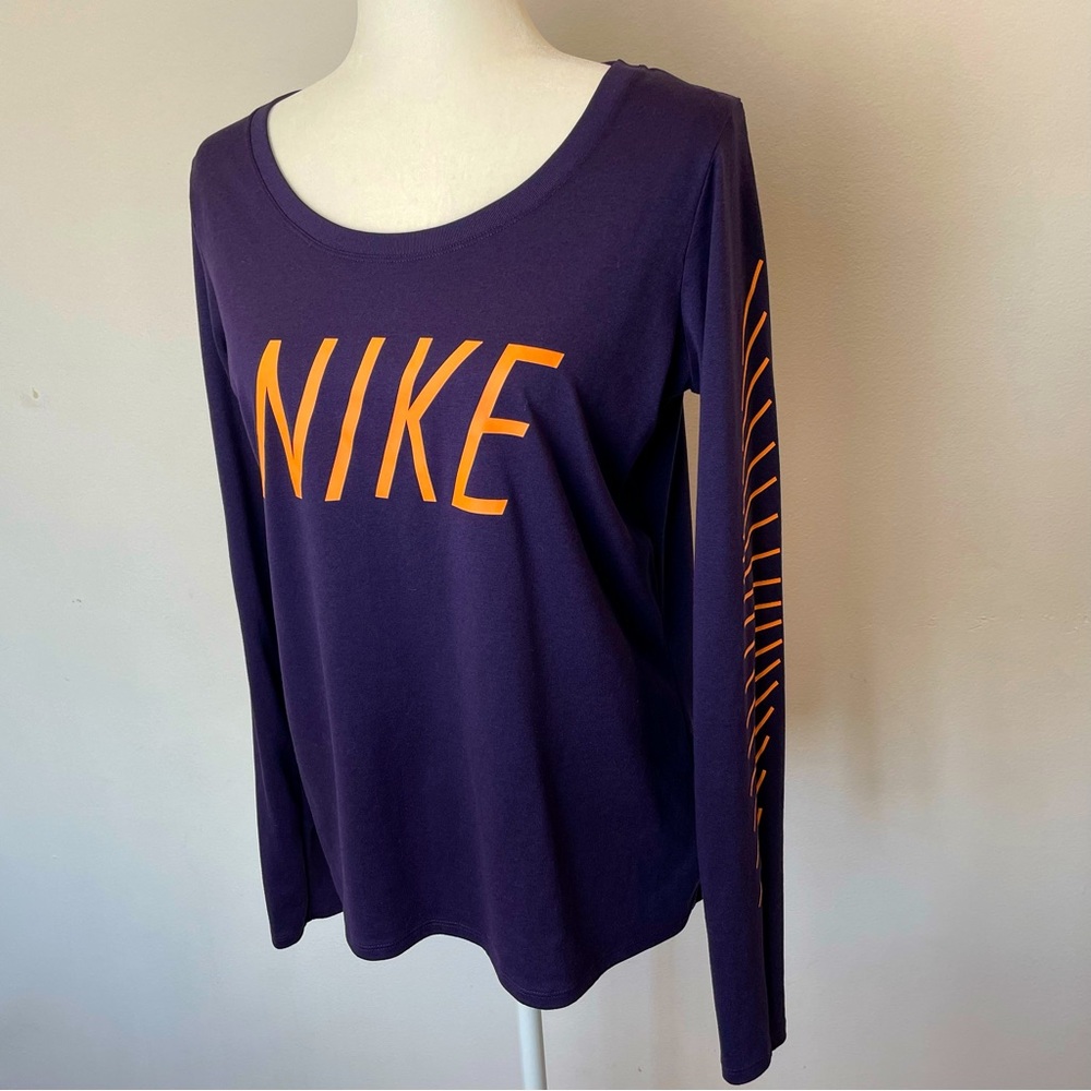 Nike Womens Dri Fit Long Sleeve Tee Athletic Cut T Shirt size Large - Picture 2 of 7